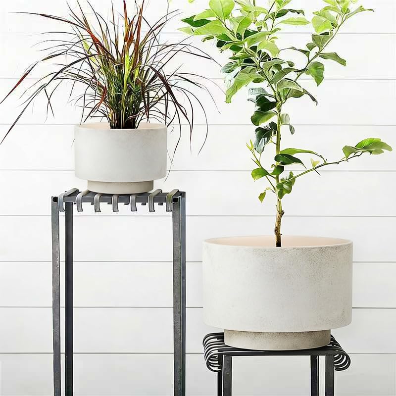 Succulent Pots, 8"+6" Plant Pots, Ceramic Planters for Indoor Plants - color: White