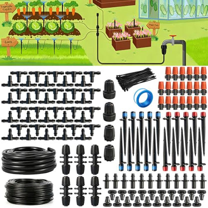 135PCS 240FT Automatic Drip Irrigation System Set - size: 135PCS-240FT Irrigation Kit