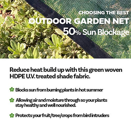 Alion Home HDPE 50% Sun Block Garden Netting Mesh - (6' x 15', Green) - color: Green, size: 6' x 15'