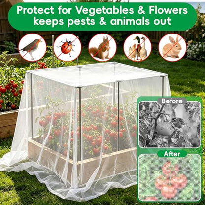 Metal Garden Netting Covers Kit, 6 Pack 2.6FT Poles, 10FTX13FT Mesh - size: 2.6FT