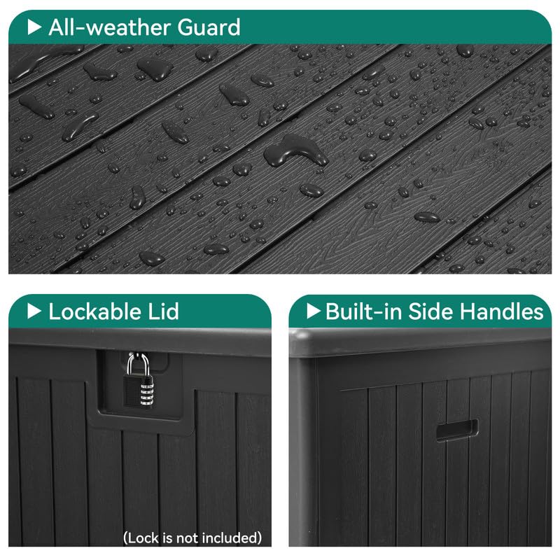 YITAHOME XL 180 Gallon Large Deck Box - color: Black, size: 180 Gallon