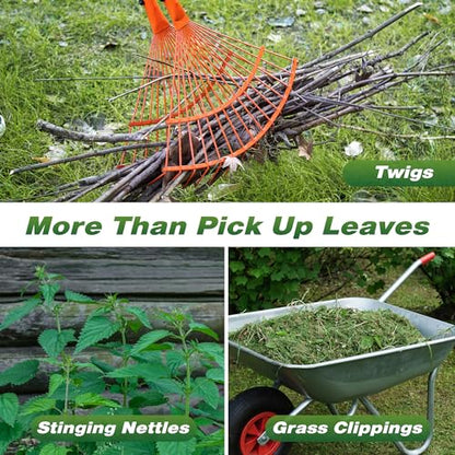 Walensee Leaf Grabber Rake, Long Handle Yard Debris Collector for Lawn