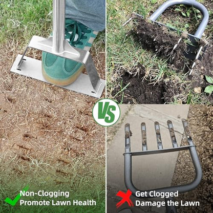 Heavy Duty Steel 6 Conical Spike Lawn Aerator for Compacted Clay, Non-Clog - color: BLUE