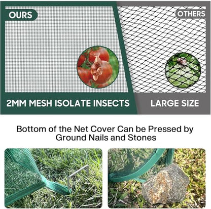2Pc Pop Up Mesh Plant Cover,35x35x38'' Garden Netting for Insect Protection - color: Green, size: 2 pieces