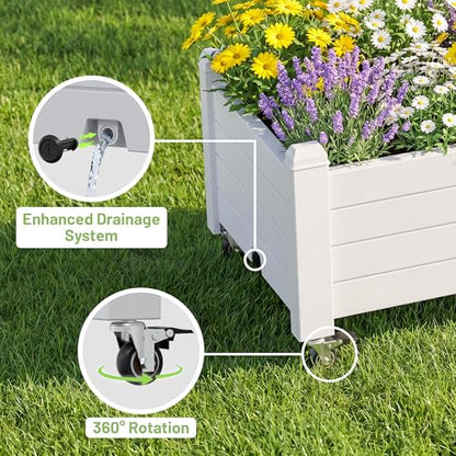 Fancyango Raised Garden Bed with Wheels 13.3" Hx2 -Ashen - color: Ashen, size: 13.3"Hx2