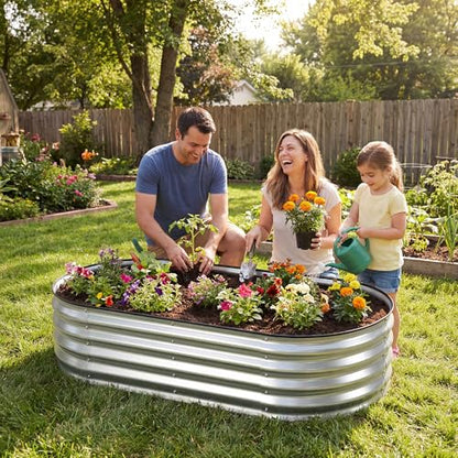 Sweetcrispy Raised Garden Bed Outdoor, 4x2x1ft Galvanized Planter Box - size: 4×2×1ft