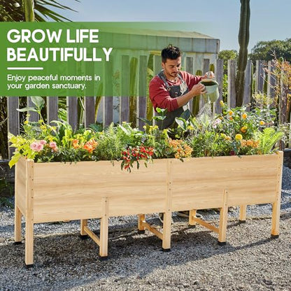 AMERLIFE 7x2 Ft Raised Garden Bed, 16 Inch Deep Wood Planter with Legs