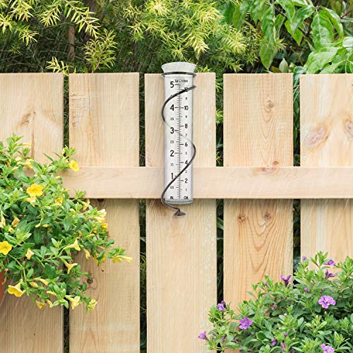 La Crosse 704-08967-INT Original Handcrafted Colombian Metal Finish Spiral Rain Gauge with 5-inch Capacity Glass Rain Garden Tube - color: Bronze