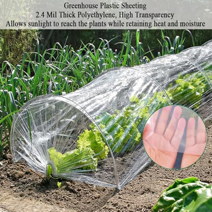 8 x 25 FT Lightweight Clear Plastic Sheeting, 2.4 Mil Poly Film - size: 8x25 FT