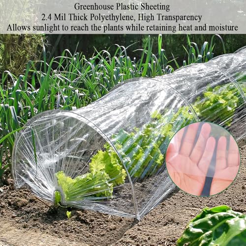 12 x 25 FT Lightweight Clear Plastic Sheeting, 2.4 Mil Poly Film - size: 12x25 FT