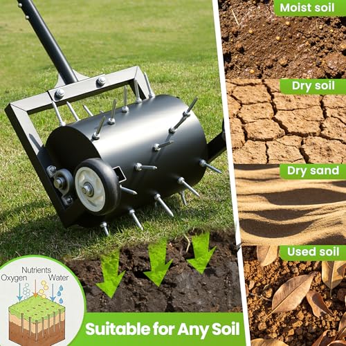 Roller‑Style Lawn Corer with Steel Spikes