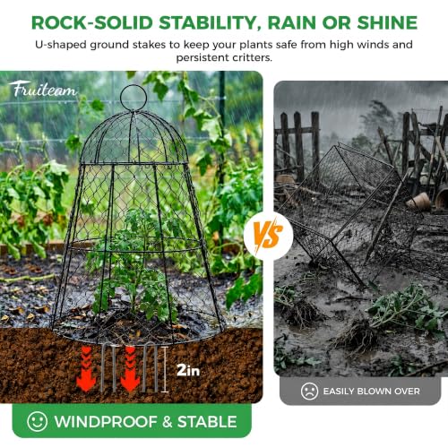 FRUITEAM 12Pcs Wire Plant Covers, 13×15.74in Large Plant Protectors from Animals, Chicken Wire Cloche Plant Cages for Outdoor Plants, Vegetables - size: 12 Pcs