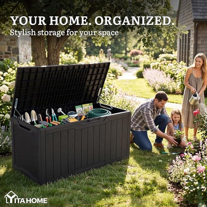 YITAHOME 100 Gallon Resin Deck Box - color: Black, size: 100 Gallon Standard