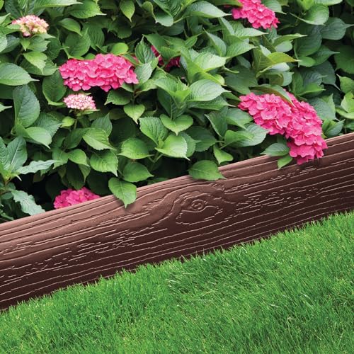 MASTER MARK Terrace Board, Landscape Coiled Edging, Grass Barrier, Bender Board, Flower Bed, Vegetable Garden Borders 5 in. x 40 ft. with 10 Stakes (Brown) - color: Brown