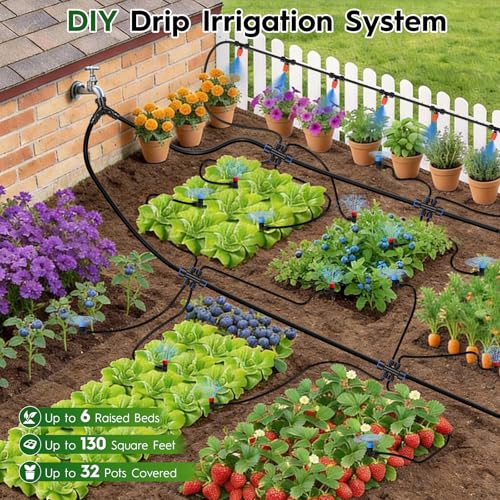 160FT Quick-Connect Drip Irrigation System - size: 160 FT