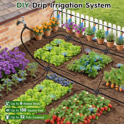 160FT Quick-Connect Drip Irrigation System - size: 160 FT