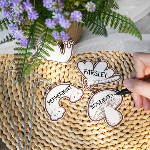 Temlum Wooden Plant Labels for Indoor & Outdoor Plants, 24pcs