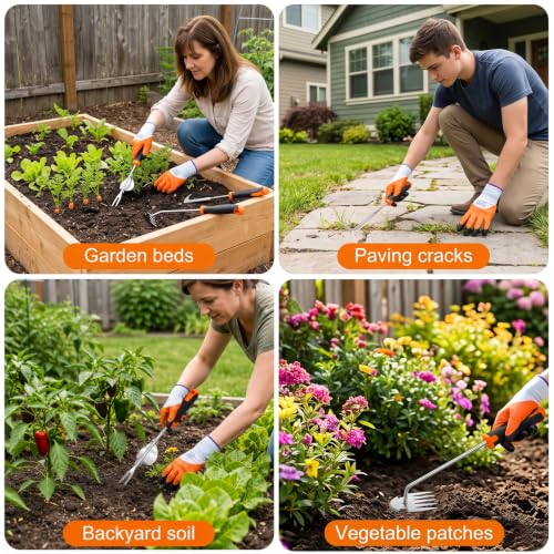 Weed Puller Tool Set, 3 Weeding Tools with Garden Gloves