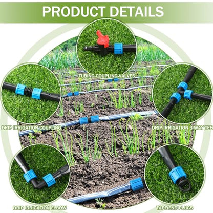 Tondiamo 250ft 16mil 5/8" Drip Tape Irrigation Kit, 6" Spacing Hose