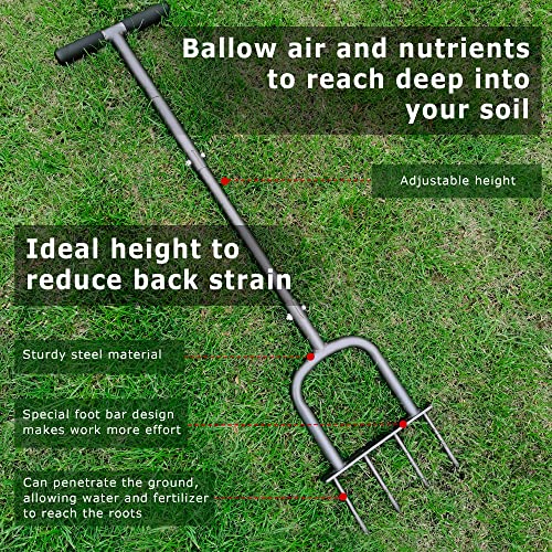 BARAYSTUS 4‑Prong Lawn Aerator Tool, Foot‑Step Spike Aerator