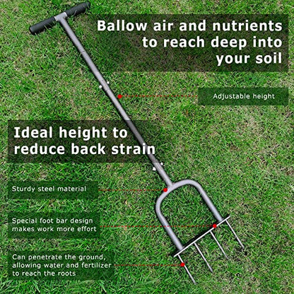 BARAYSTUS 4‑Prong Lawn Aerator Tool, Foot‑Step Spike Aerator