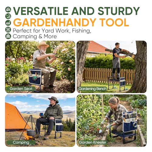Garden Kneeler and Seat, Heavy Duty Foldable w/Soft Kneeling Pad