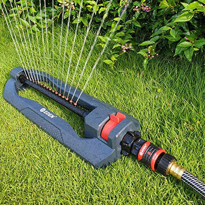 Eden 96213 Essential Turbo Oscillating Water Sprinkler,Covers Up to 3,600 sq. ft.,16 Nozzles,Weighted Base,Adjustable Range,Quick Connect Bundle,Dark Grey,Red,Silver,(Pack of 12) - size: 16 Nozzles (Pack of 12)