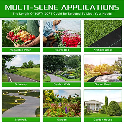Weed Barrier Landscape Fabric Heavy Duty, 1.3FT x 50FT Thicken Garden Fabric Weed Mats, Weed Control Garden Cloth, Woven Geotextile Fabric for Garden Beds, Underlayment, Commercial Driveway - color: 1.3X50FT