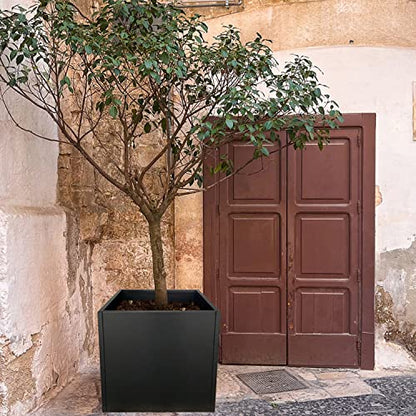 Galvanized Steel Planter Box 24” H, Black, Square, Metal, Powder Coating - color: Black, size: 24" L x 24" W x 24" H