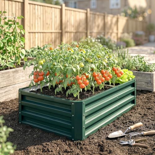 Outsunny 4' x 2' x 1' Galvanized Raised Garden Bed, Green - color: Green