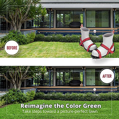 Lawn Aerator Shoes with Hook-and-Loop Straps, Pre-Assembled, Fully Adjustable, One-Size-Fits-All – Lawn and Garden Tool Reduces Thatch, Revives Soil Health (Maroon)