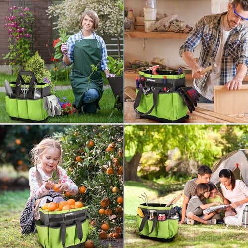 WORKPRO Garden Tool Bag with Waterproof Plastic Base, 8 Pockets