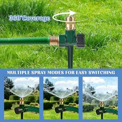 2 Pack Metal Lawn Sprinklers for Yard, 360° Coverage Rotating Sprinkler