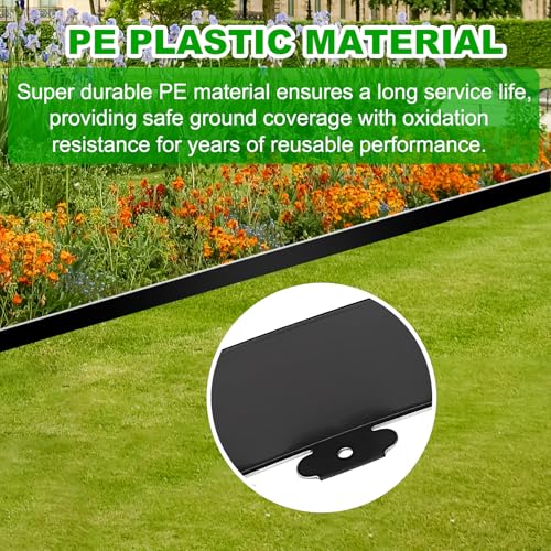 JERIA 4 Inch Tall 33 FT Garden Edging Kit with 45pcs Spikes, Plastic Edging for Landscaping - size: 4IN x 33FT