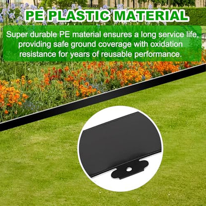 JERIA 4 Inch Tall 33 FT Garden Edging Kit with 45pcs Spikes, Plastic Edging for Landscaping - size: 4IN x 33FT