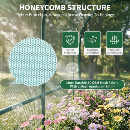 Garden Crop Cage, Plant Netting Cover with Zipper Door, Vegetable Insect Protection - color: Green, size: 200*100*180cm