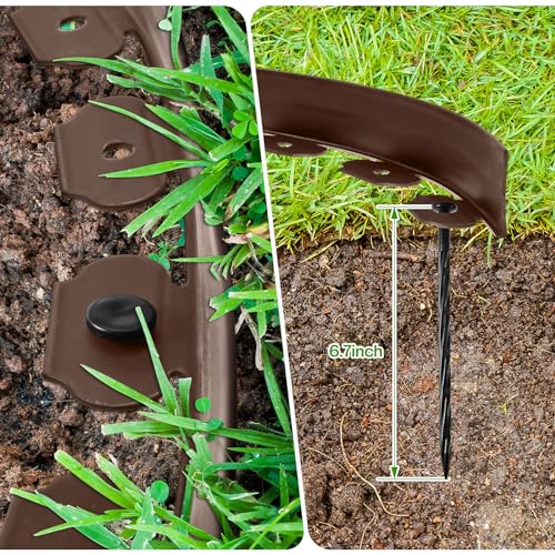 Sasylvia 2.5 Inch x 200 FT Landscape Edging, Brown Plastic Garden Border - color: Brown, size: 2.5 Inch x 200 FT