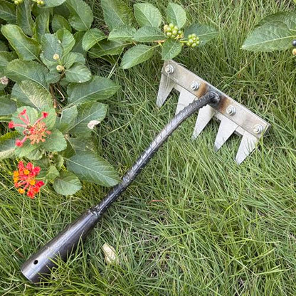 Ironrake The Heavy-Duty Iron Weeding Rake,1pc Iron Rake with 5 Metal Tines - size: 5 TINES