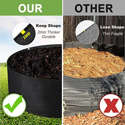 100 Gallon Large Grow Bag, Heavy Duty Fabric Round Raised Garden Bed - size: 100 Gallon (50" D x 12" H)