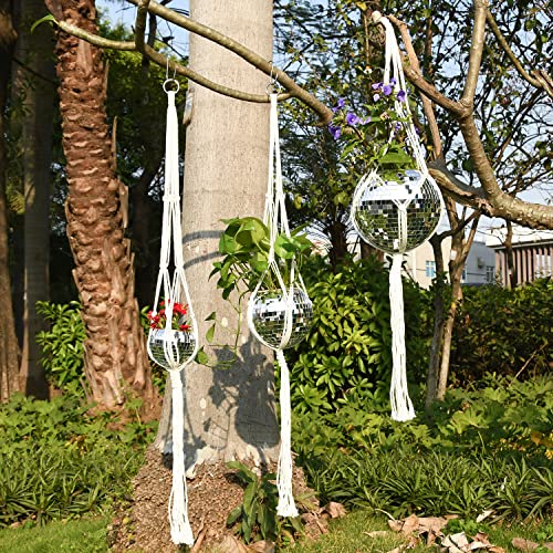 6" Disco Ball Plant Hanger with Hanging Rope, Hanging Chain, Hook, Circle - color: 1×6" Silver