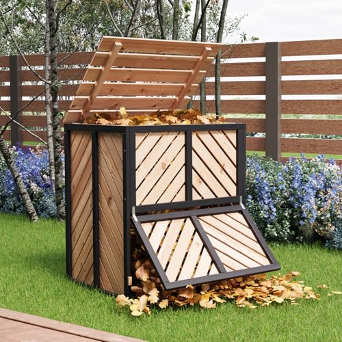115 Gallon Outdoor Composter, Canada Cedar Wood Compost Bin, Natural