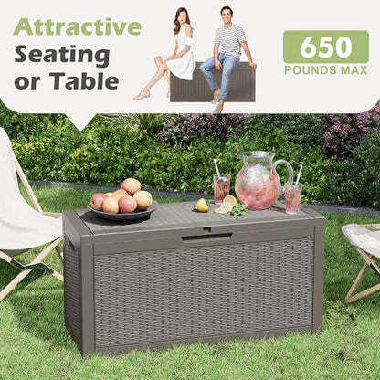 75 Gallon Outdoor Storage Box Waterproof Deck Box Patio Storage - color: Gray, style: 75Gallon