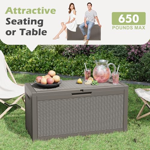60 Gallon Outdoor Storage Box Waterproof Deck Box Patio Storage - color: Gray, style: 60Gallon