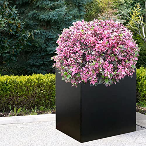 Galvanized Steel Planter Box 26 Inch H, Black Square Metal Planters - color: Black, size: 26" L x 26" W x 26" H