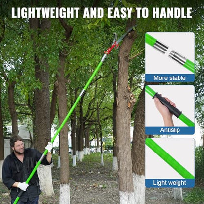 30 Ft Manual Pole Saw, Extendable Tree Pruner Blade and Scissors Set - color: 30ft Fiberglass Handle With Scissor