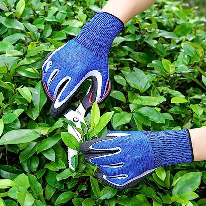 DOFOWORK Gardening Gloves - 6 Pair Gardening Gloves for Women/Men with Grip - color: Blue & Green, Large