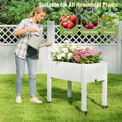 Fancyango Raised Garden Bed with Wheels 26.3" H -Ashen - color: Ashen, size: 26.3"H