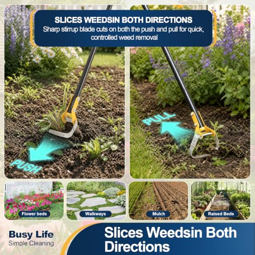 Yocada Hoe Garden Tool, Heavy Duty Weeding Hoes, Scuffle Stirrup Hoe