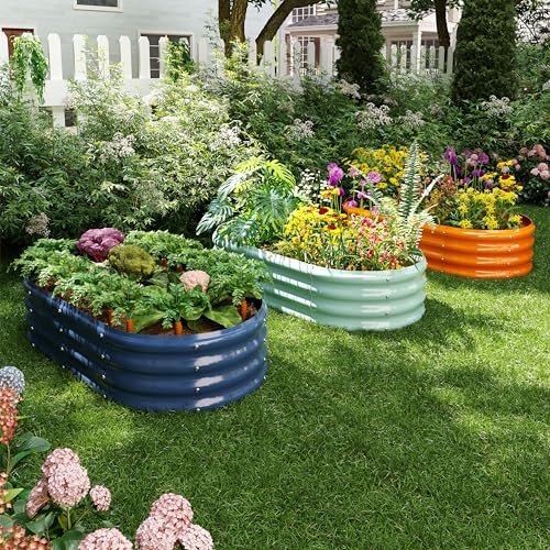 ZFHgarden Metal Planter Garden Flower Bed Raised Beds for Gardening Galvanized 4x2x1ft Galvanized Garden Bed - color: Green, size: 4x2x1FT（1pcs）