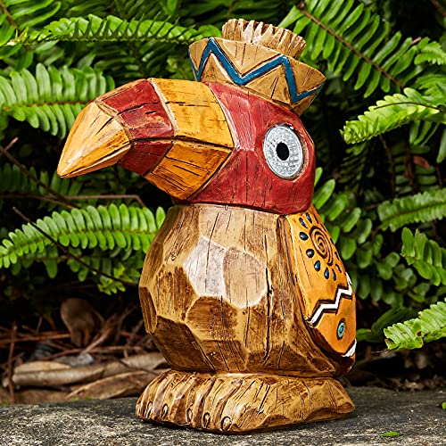 Solar Tiki Statue-WoodWoodpecker Bird-Garden Hawaiian - Solar Outdoor Light Garden Sculptures & Statues Totem Pole Bar Outdoor Patio Pool Yard Summer Decorations - color: Woodpecker